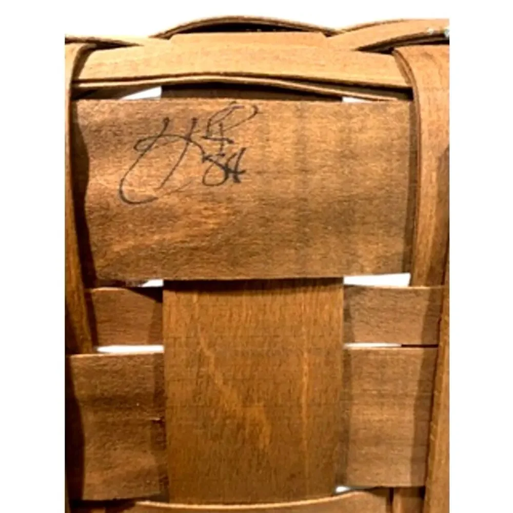 Vintage 1984 Longaberger Large Market Basket w Protector Liner Signed USA 12x12